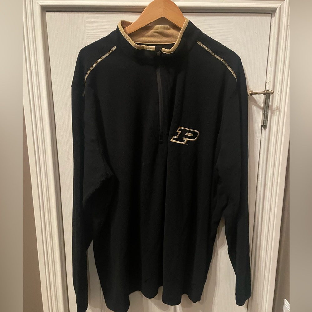 Black Purdue Quarter-Zip Sweater